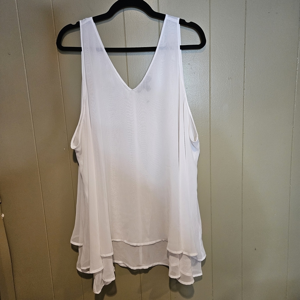 Lane Bryant Sleeveless Sheer Blouse, Womes, Size 26, White, Flowy